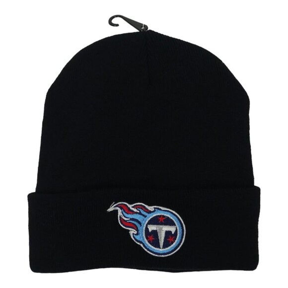 Tennessee Titans Embroidered Patch Cuffed Knit Beanie OSFM Cap Faux Fur Lined - Picture 1 of 8